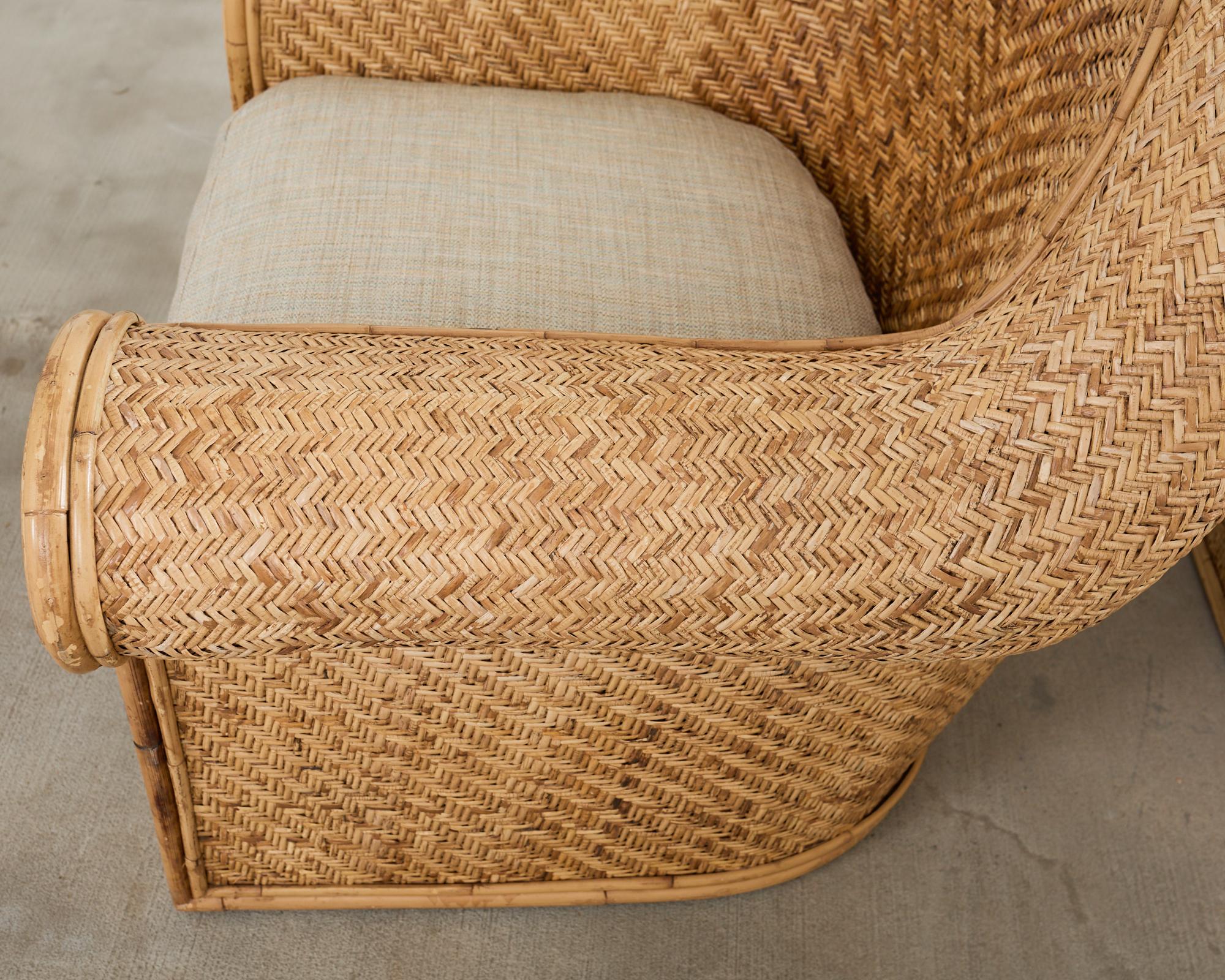 Coppia di sedie da salotto in vimini e rattan attribuite a Ralph Lauren in vendita 1