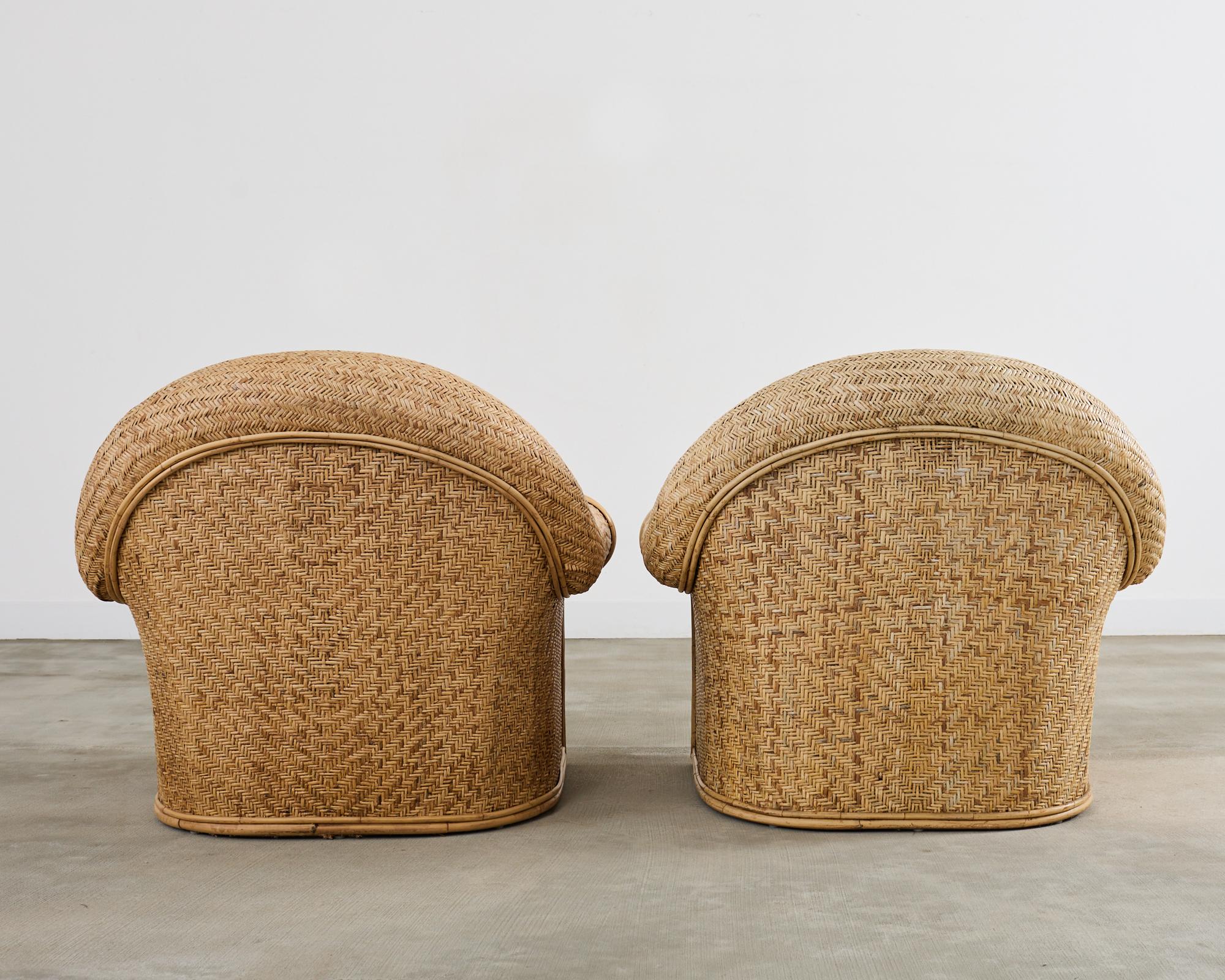 Coppia di sedie da salotto in vimini e rattan attribuite a Ralph Lauren in vendita 3
