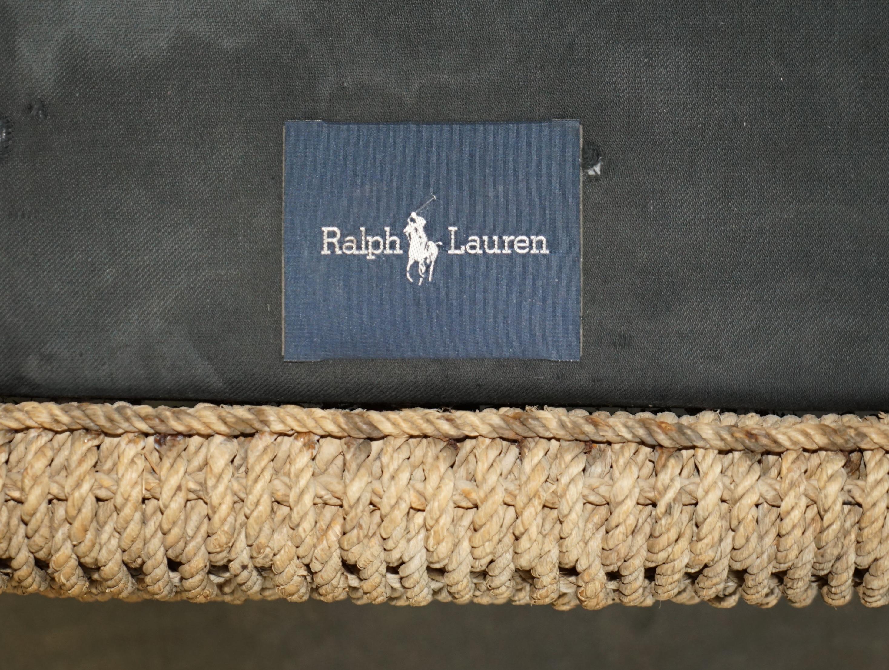 Pair of Ralph Lauren Barrymore Wicker Rope Armchairs Feather Cushions For Sale 7