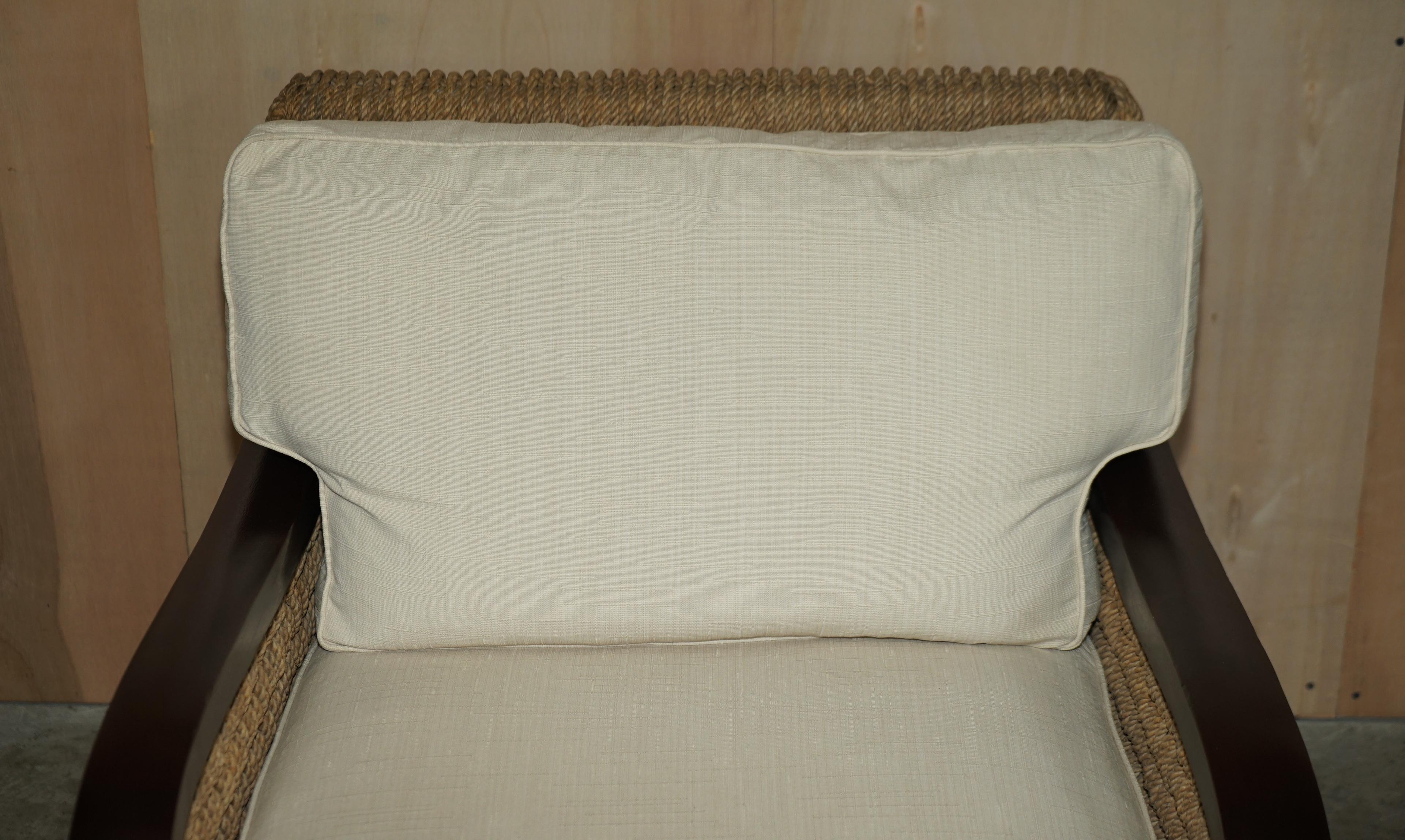 Paar Ralph Lauren Barrymore Korbweide-Seil-Seil-Sessel mit Federkissen (Handgefertigt) im Angebot