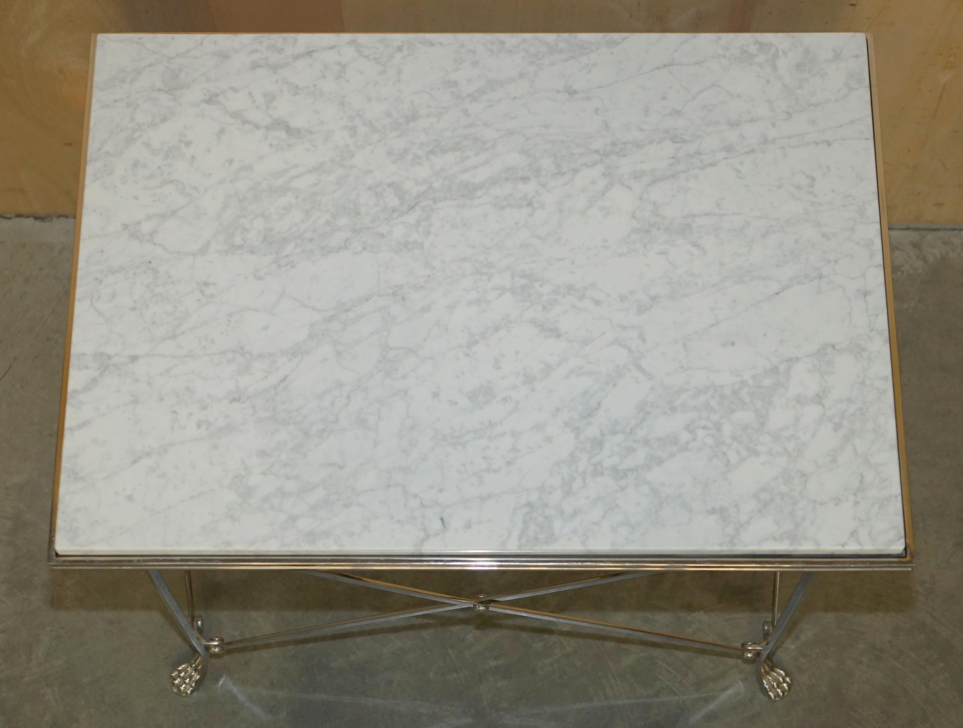 PAIR OF RALPH LAUREN BEL AIR CONSOLE TABLES LIONS PAW FEET & ITALIAN MARBLE TOPs For Sale 7