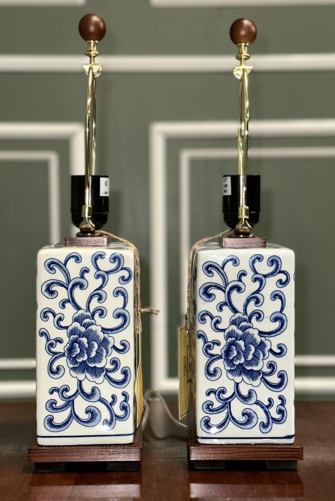 ralph lauren blue and white lamps