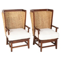 Pair of Ralph Lauren British Colonial Style Woven Back Armchairs at 1stDibs  | british colonial home decor