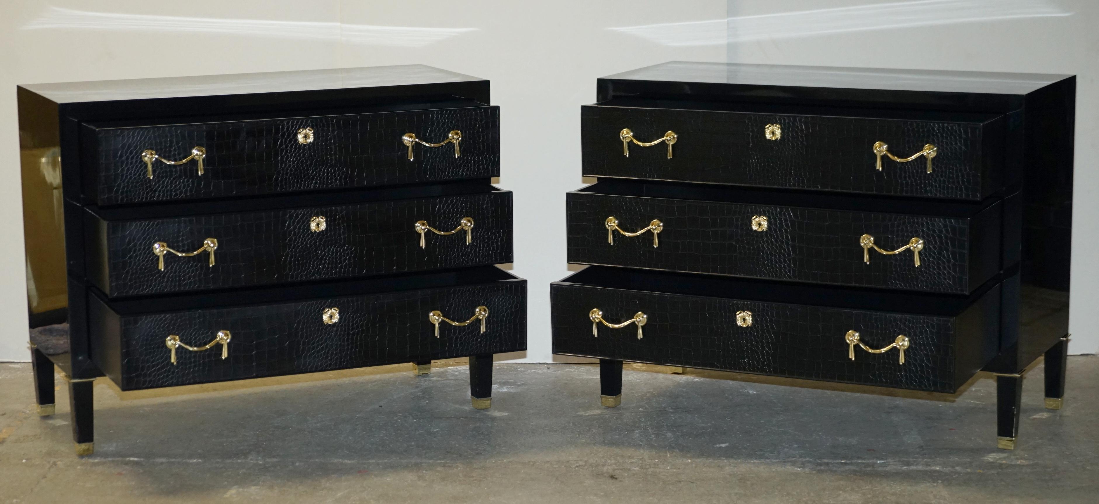 PAIR OF RALPH LAUREN BROOK STREET CHEST OF DRAWERS ALLiGATOR LEATHER 10