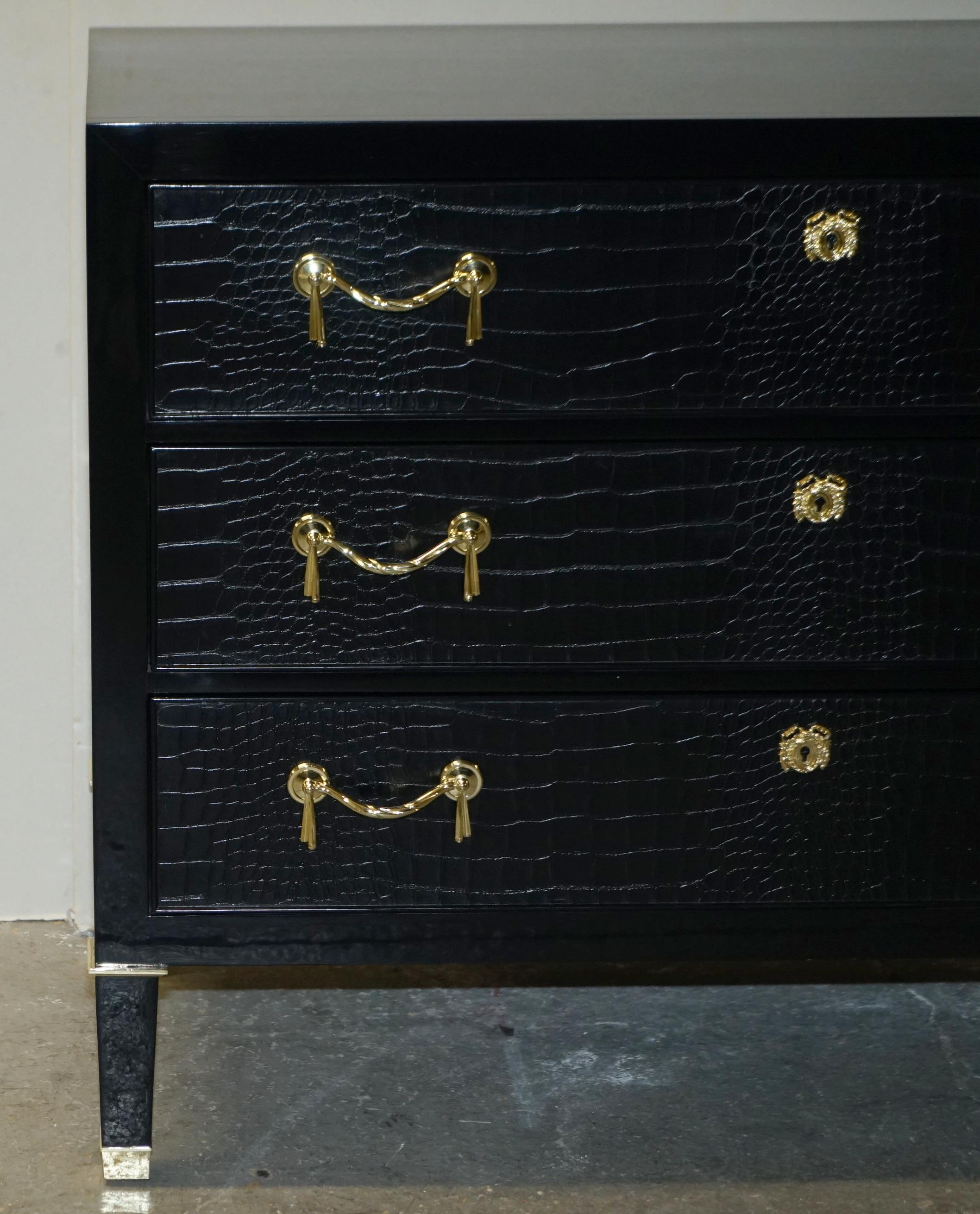 Leather PAIR OF RALPH LAUREN BROOK STREET CHEST OF DRAWERS ALLiGATOR LEATHER