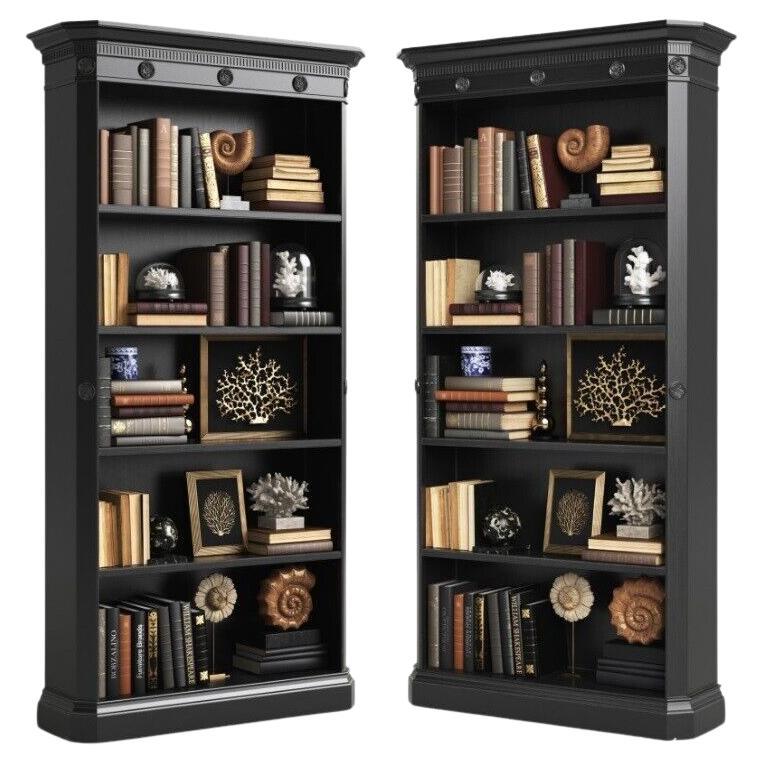 Pair of Ralph Lauren Brook Street Open Library Bookcases Part Suite