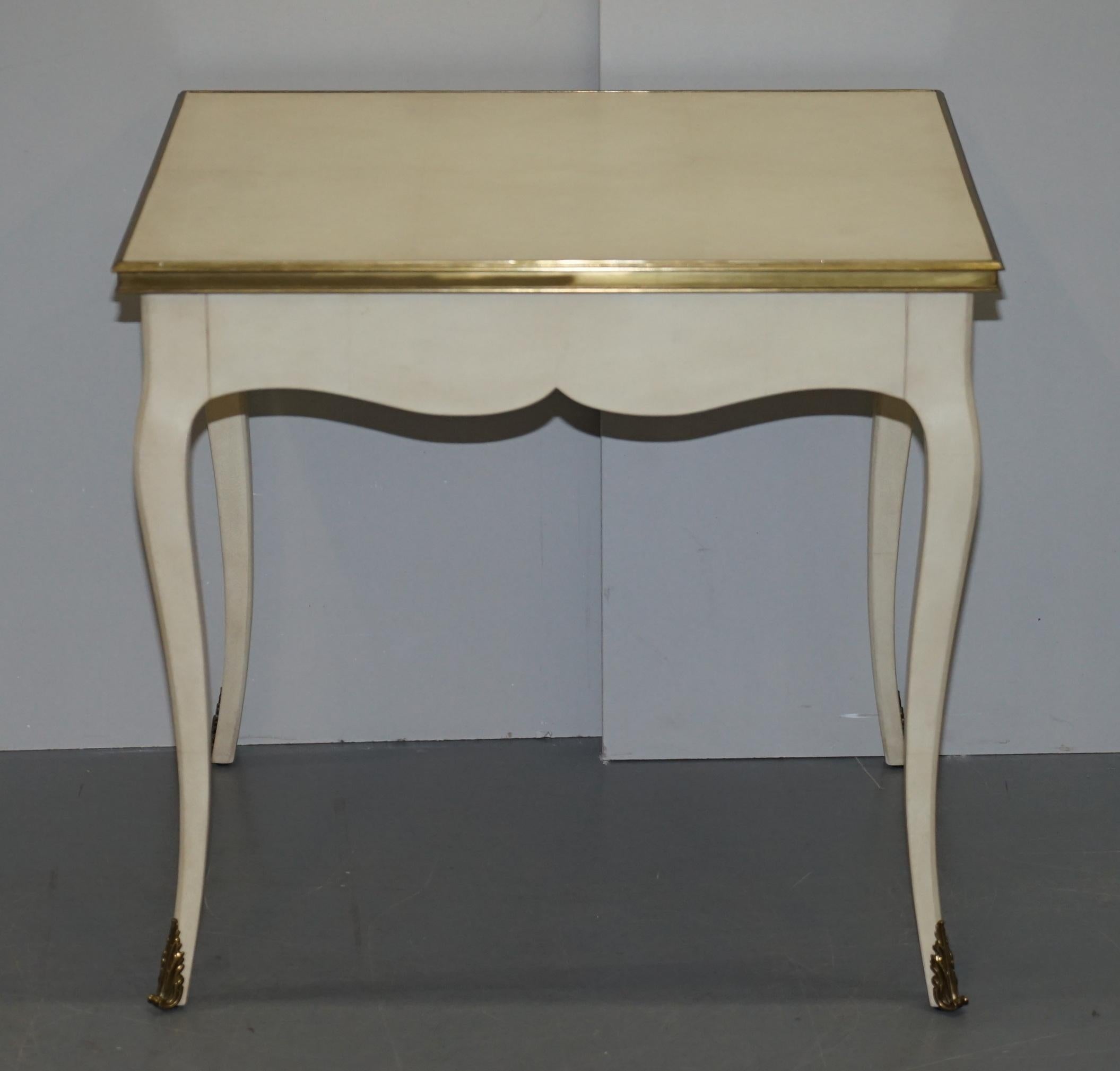 Pair of Ralph Lauren Cannes Estate Large Side Tables Single Drawers Brass Detail For Sale 3