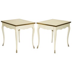 Used Pair of Ralph Lauren Cannes Estate Large Side Tables Single Drawers Brass Detail