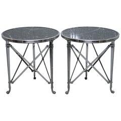 Pair of Ralph Lauren Cannes Gueridon Occasional Tables Burkina Marble