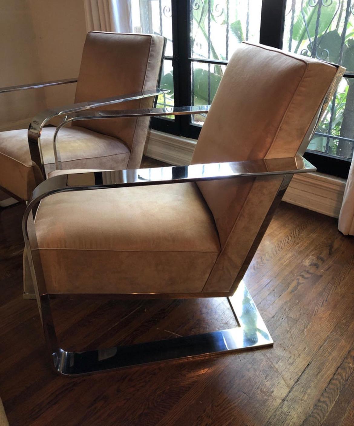 Pair of Ralph Lauren Chrome Modern Penthouse Bohemian Lounge Chairs  5
