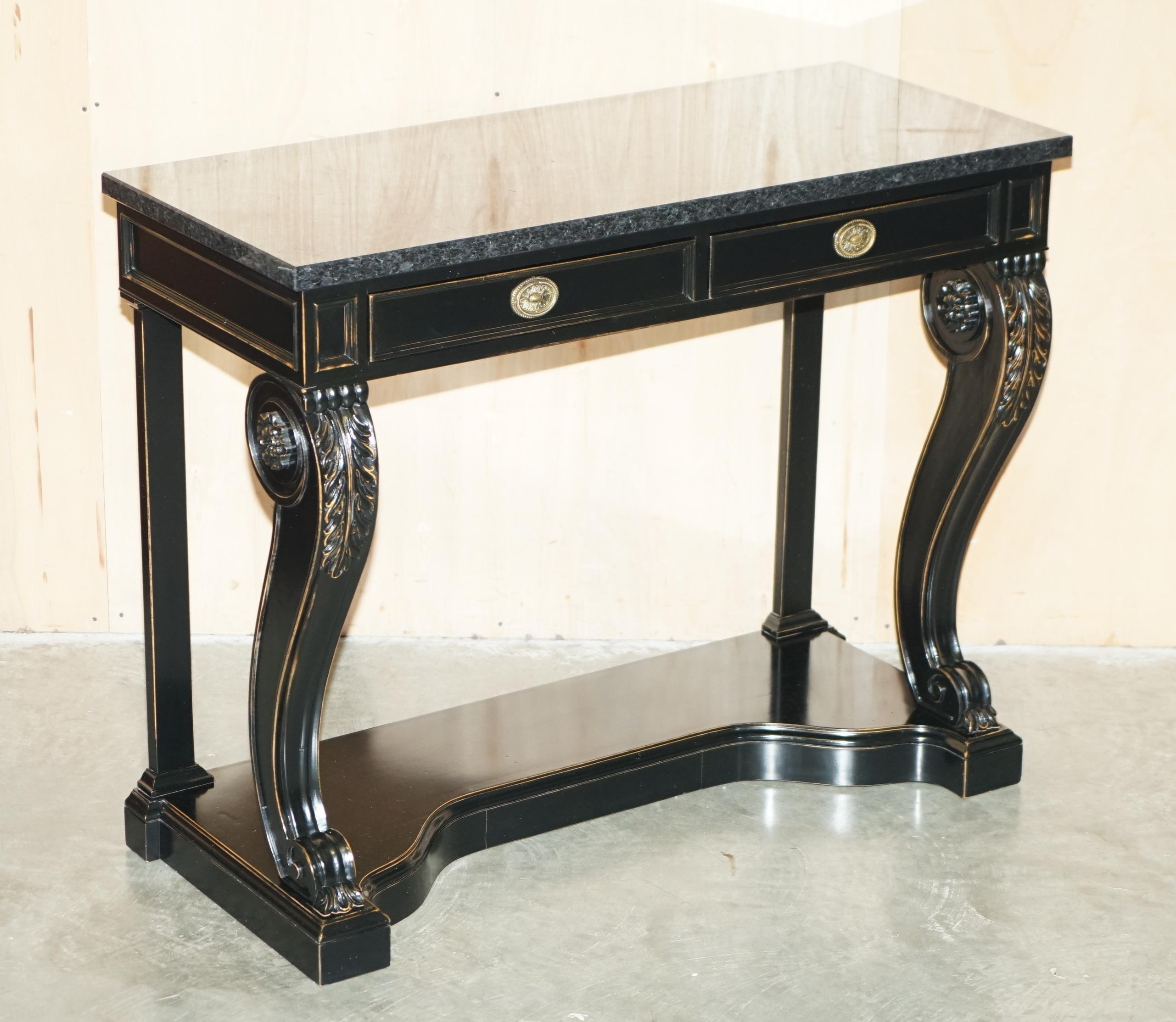 Royal House Antiques

Royal House Antiques delighted to offer for sale this stunning pair of RRP £34,000 Macassar Ebony, American Mahogany with solid marble tops Ralph Lauren Clivedon console tables 

Please note the delivery fee listed is just a