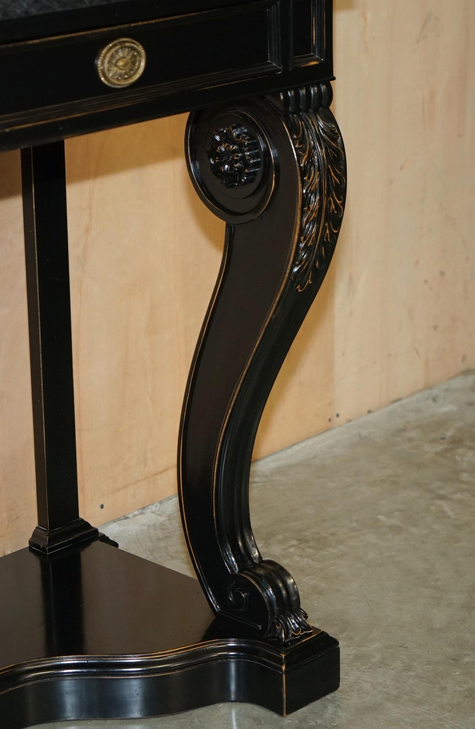 20th Century PAIR OF RALPH LAUREN CLIVEDON HARDWOOD MACASSAR & MARBLE CONSOLE TABLEs For Sale