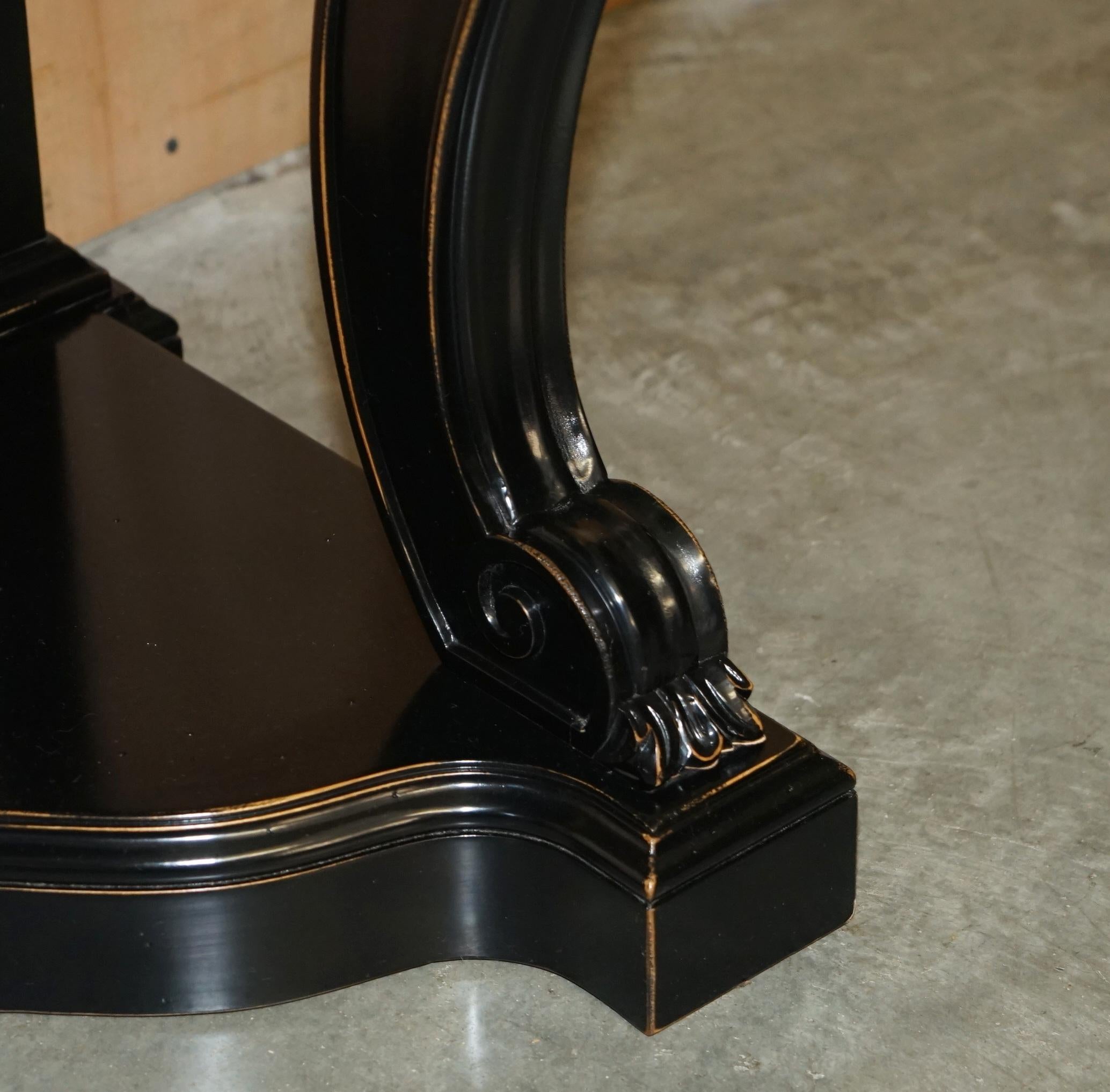 Marble PAIR OF RALPH LAUREN CLIVEDON HARDWOOD MACASSAR & MARBLE CONSOLE TABLEs For Sale