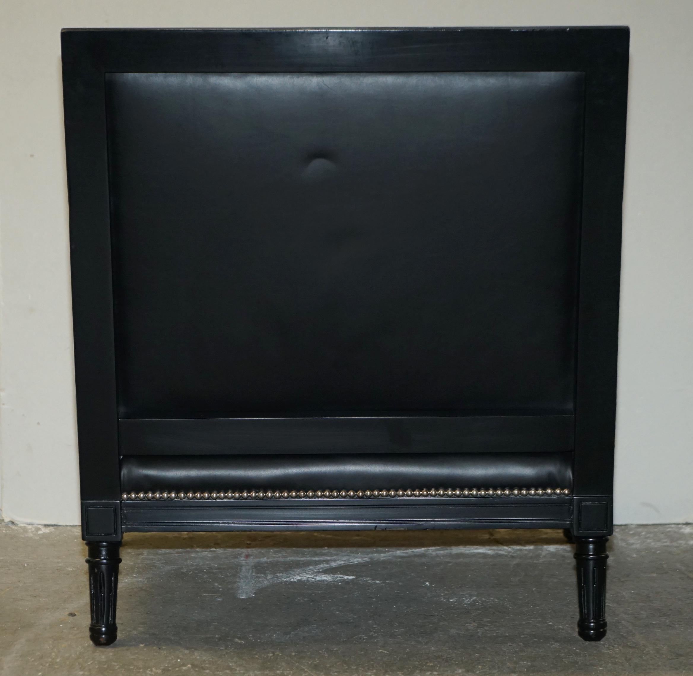 PAIR OF RALPH LAUREN DUCHESS SALON BLACK LEATHER VELVET ARMCHAiRS 9