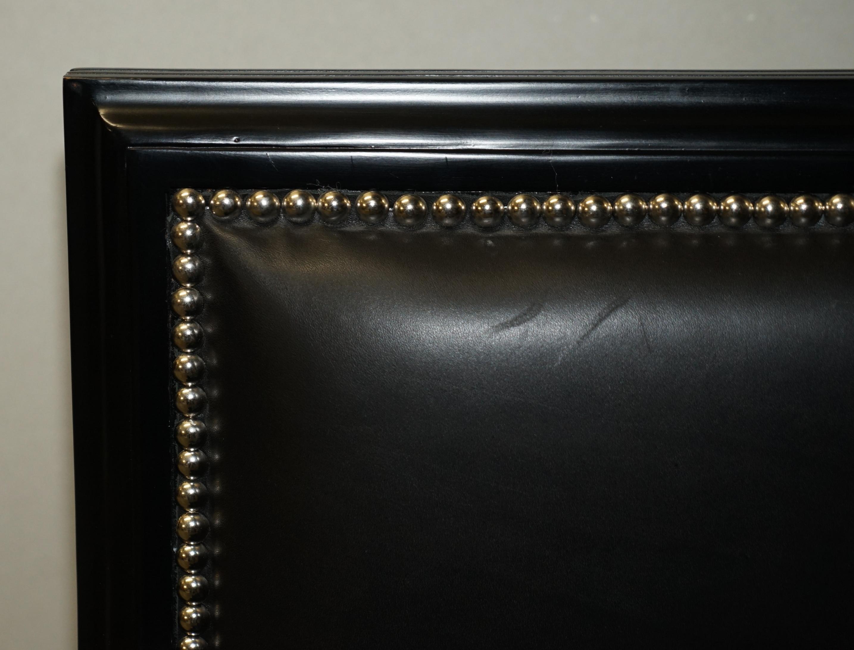 Hand-Crafted PAIR OF RALPH LAUREN DUCHESS SALON BLACK LEATHER VELVET ARMCHAiRS