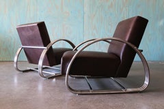 Ein Paar „Hudson St Lounge Chairs“ von Ralph Lauren aus Leder und Edelstahl