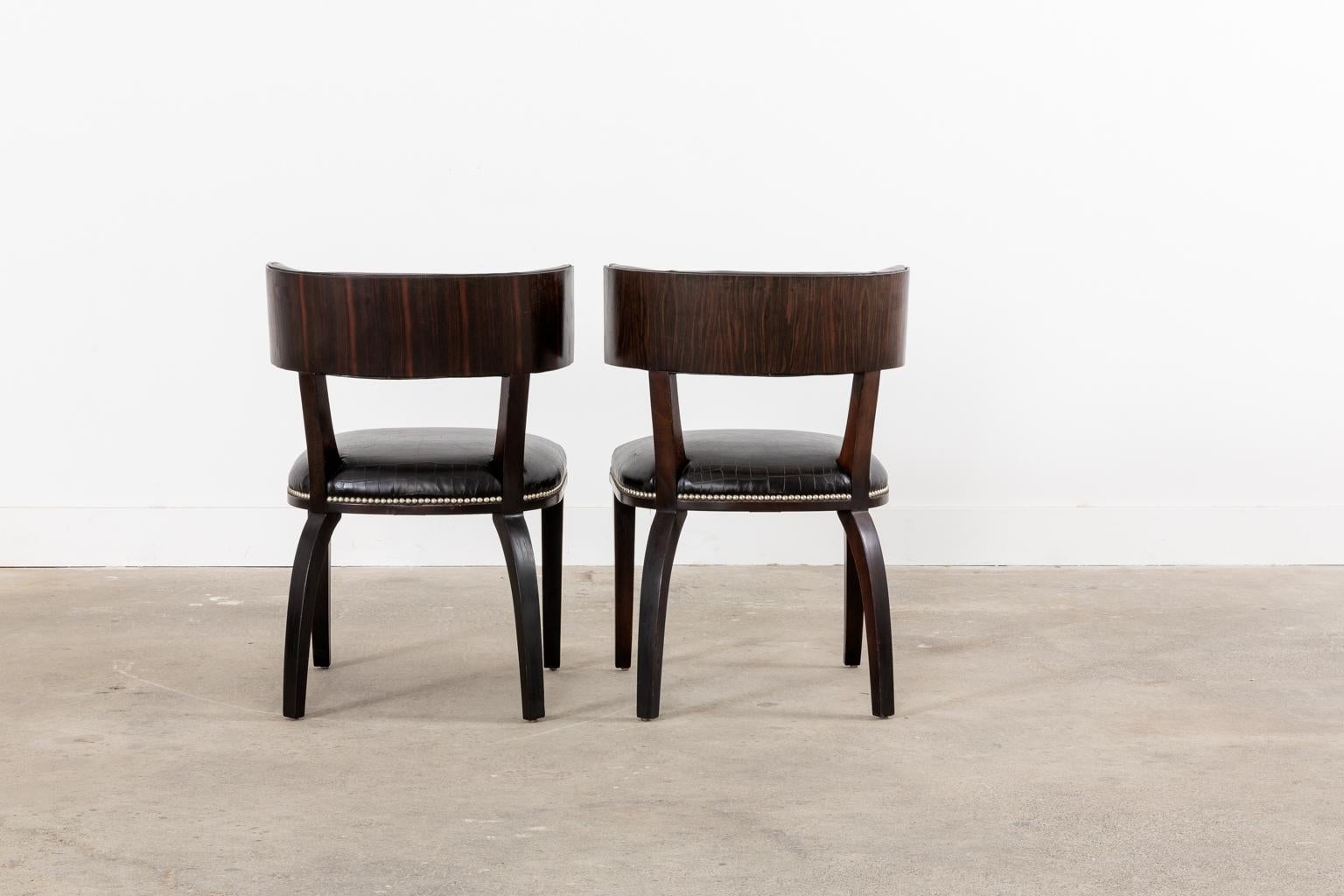 Pair of Ralph Lauren Klismos Style Leather Dining Chairs 8