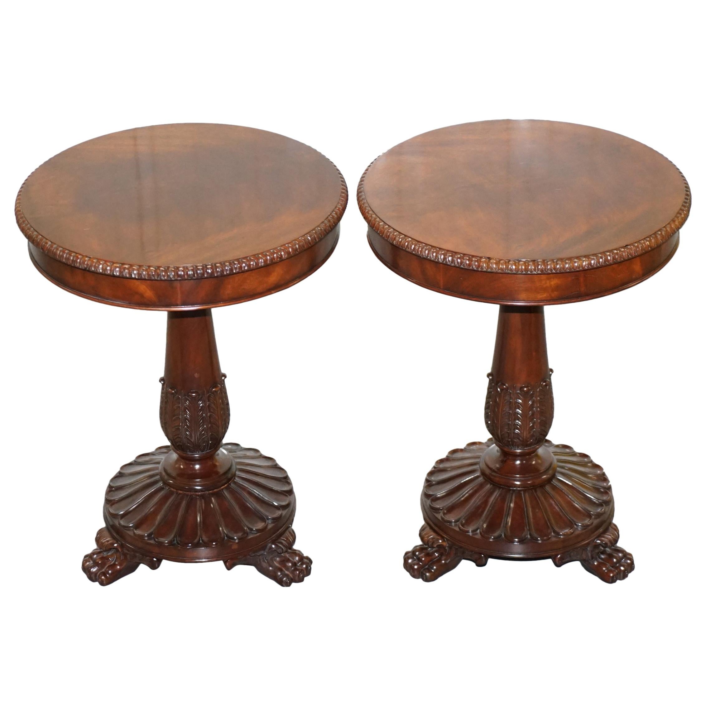 Pair of Ralph Lauren Lamp Side End Wine Tables Lion Hairy Paw Feet