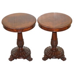 Pair of Ralph Lauren Lamp Side End Wine Tables Lion Hairy Paw Feet