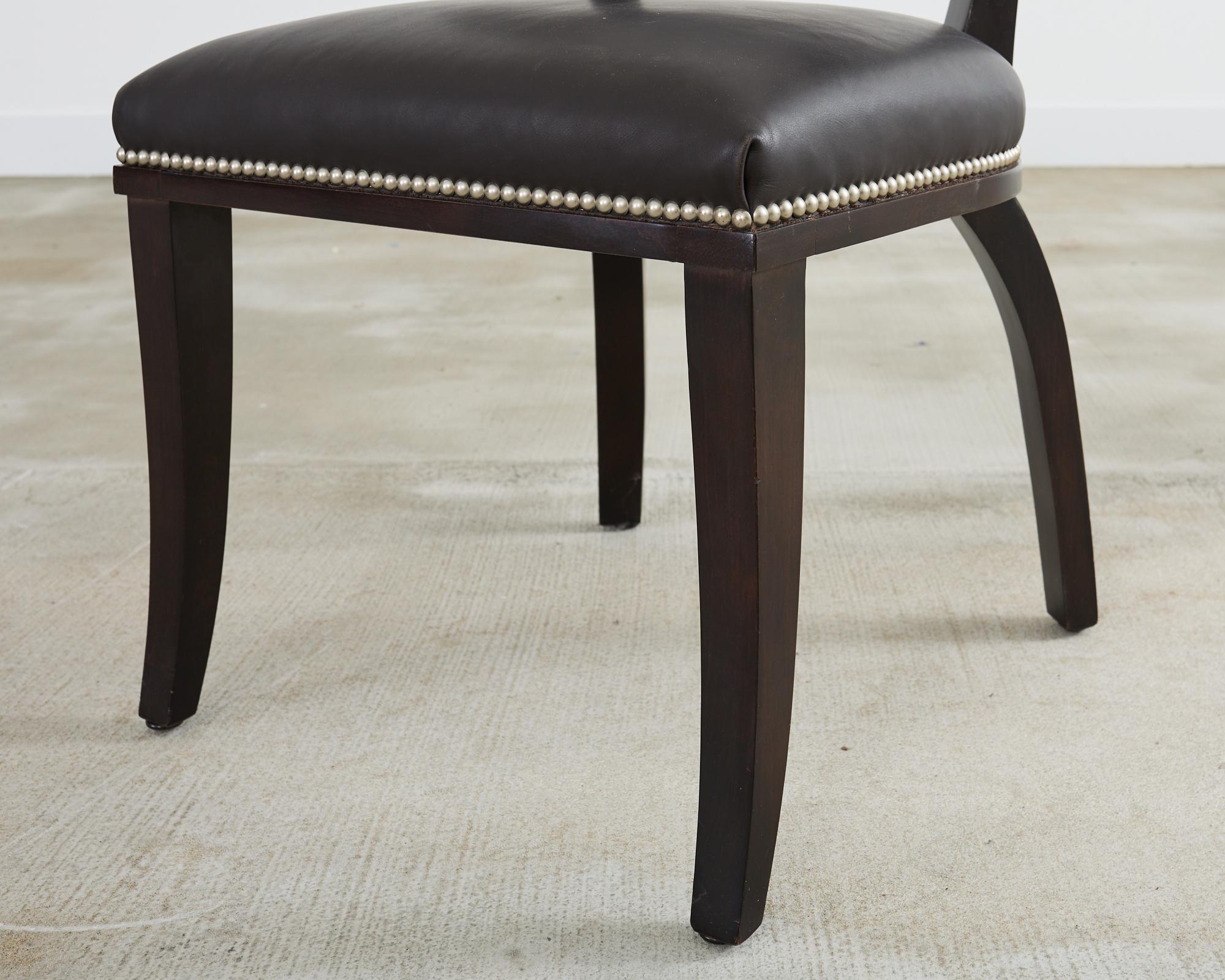 Pair of Ralph Lauren Leather Clivedon Dining Chairs For Sale 5
