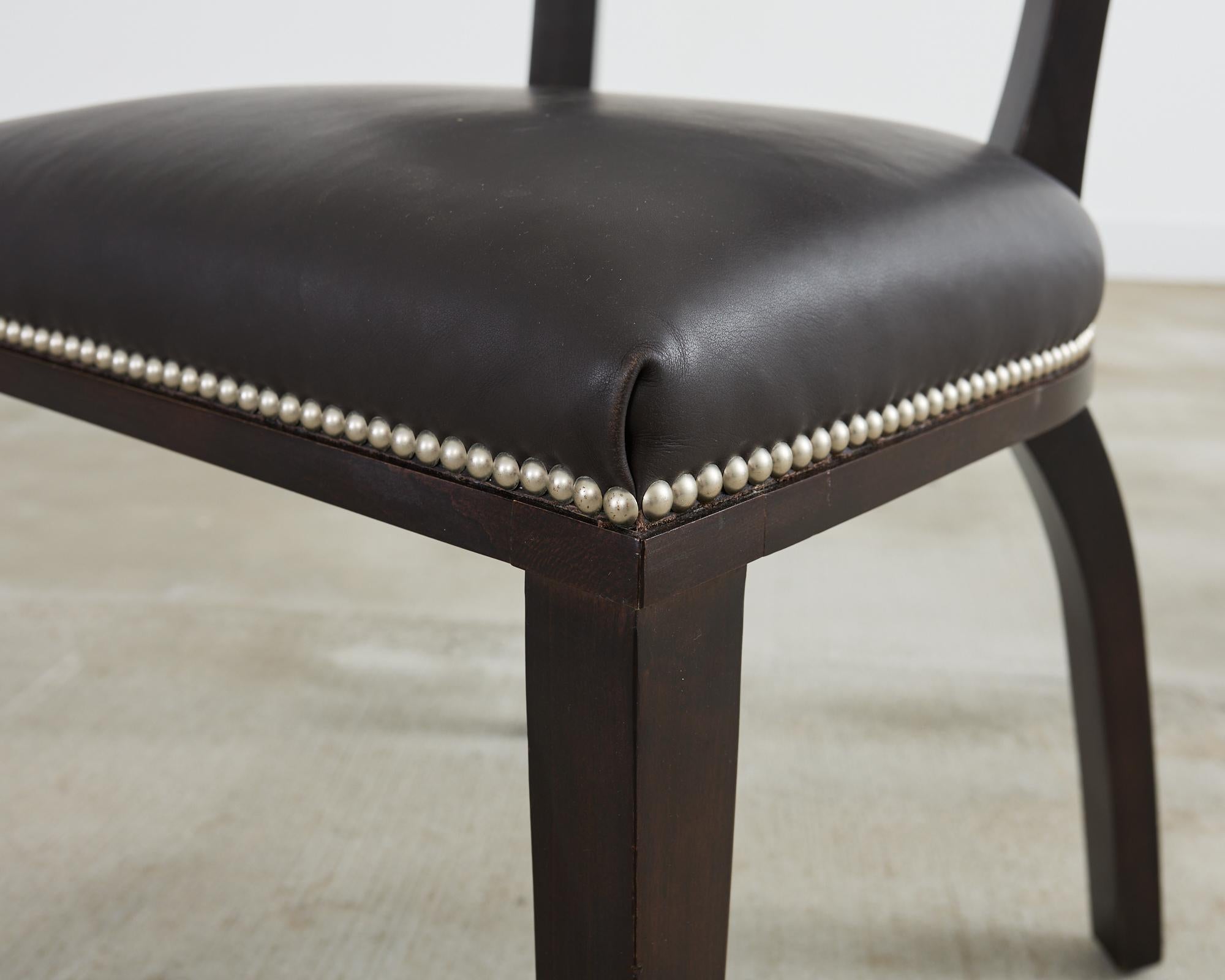 Pair of Ralph Lauren Leather Clivedon Dining Chairs For Sale 6