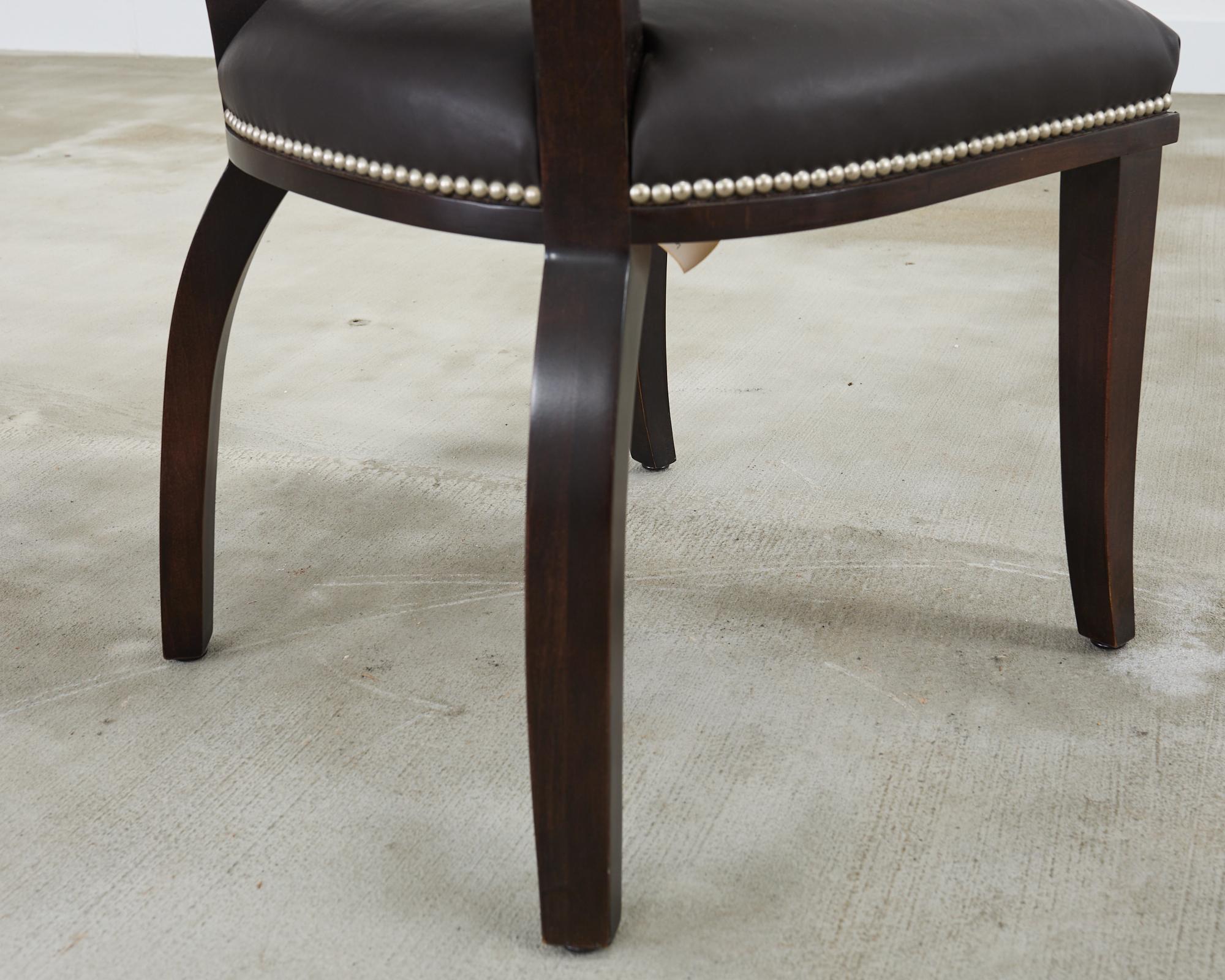 Pair of Ralph Lauren Leather Clivedon Dining Chairs For Sale 7