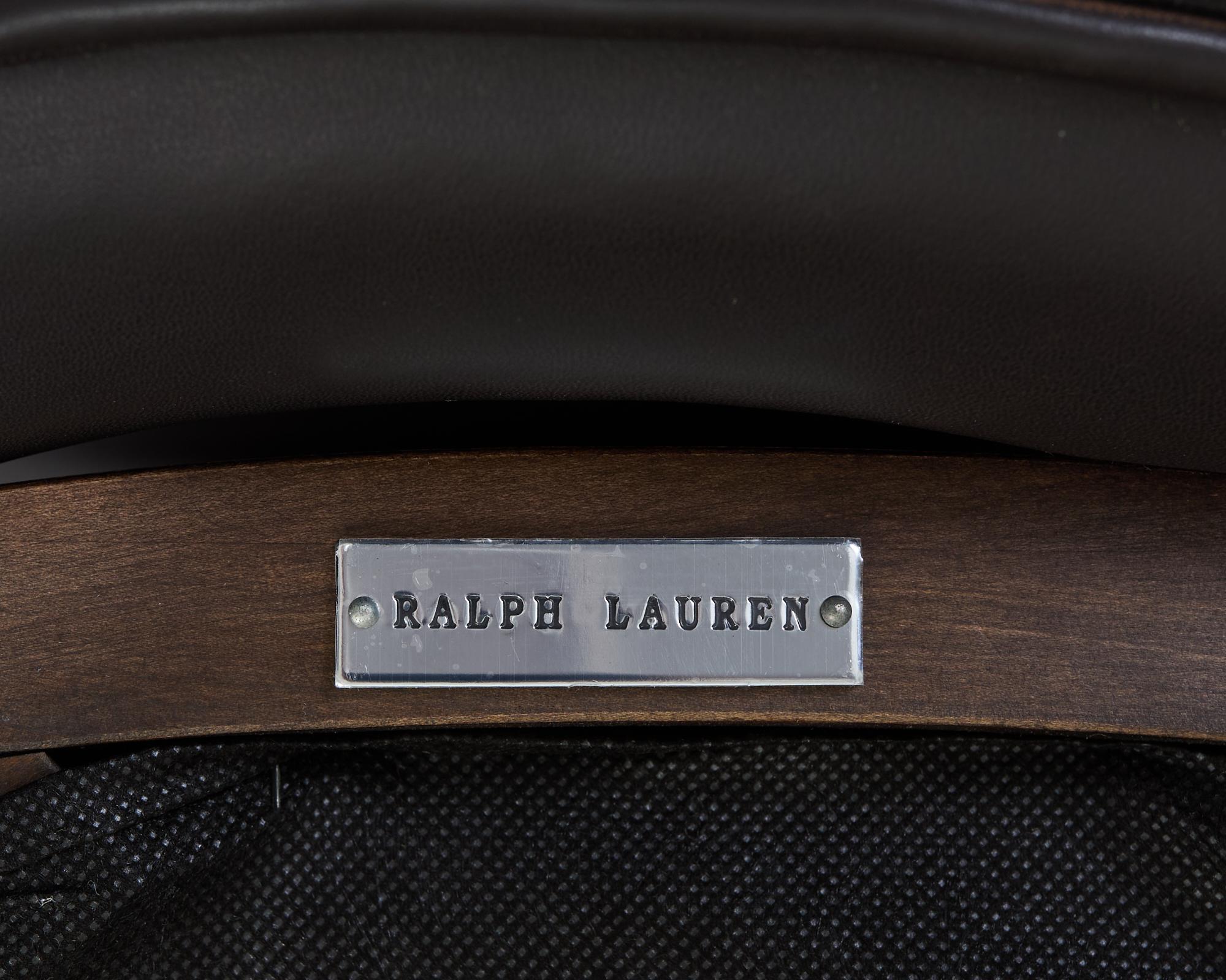 Pair of Ralph Lauren Leather Clivedon Dining Chairs For Sale 9