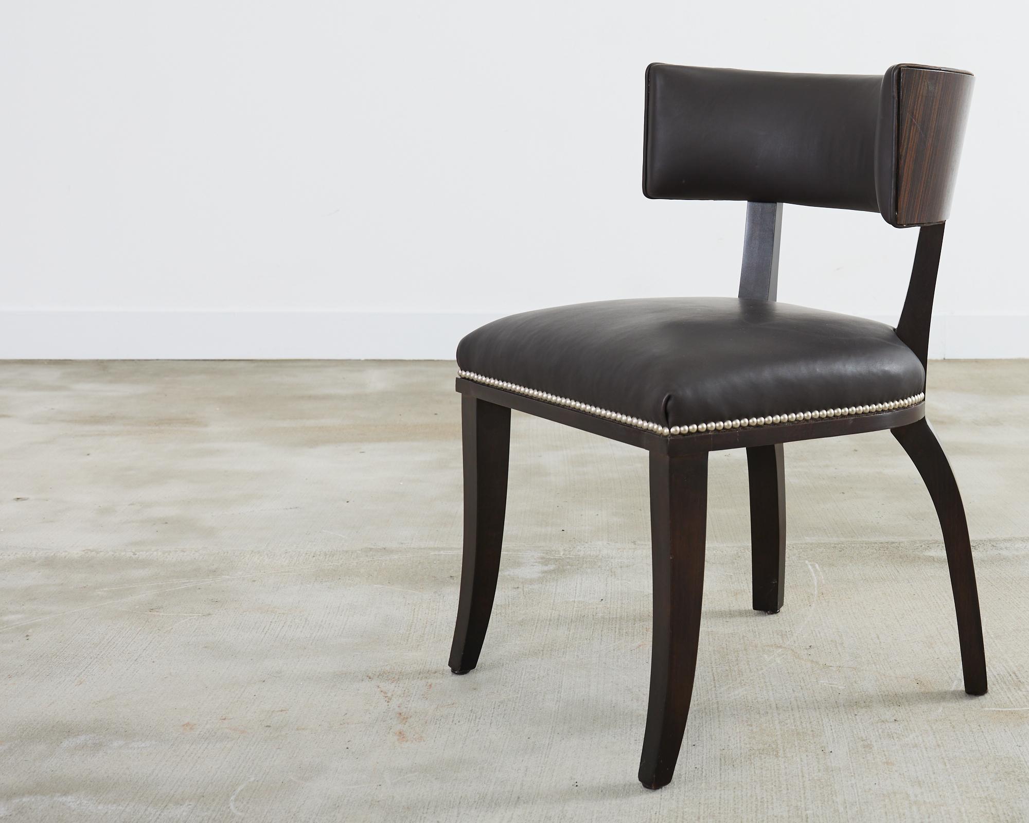 Pair of Ralph Lauren Leather Clivedon Dining Chairs For Sale 11