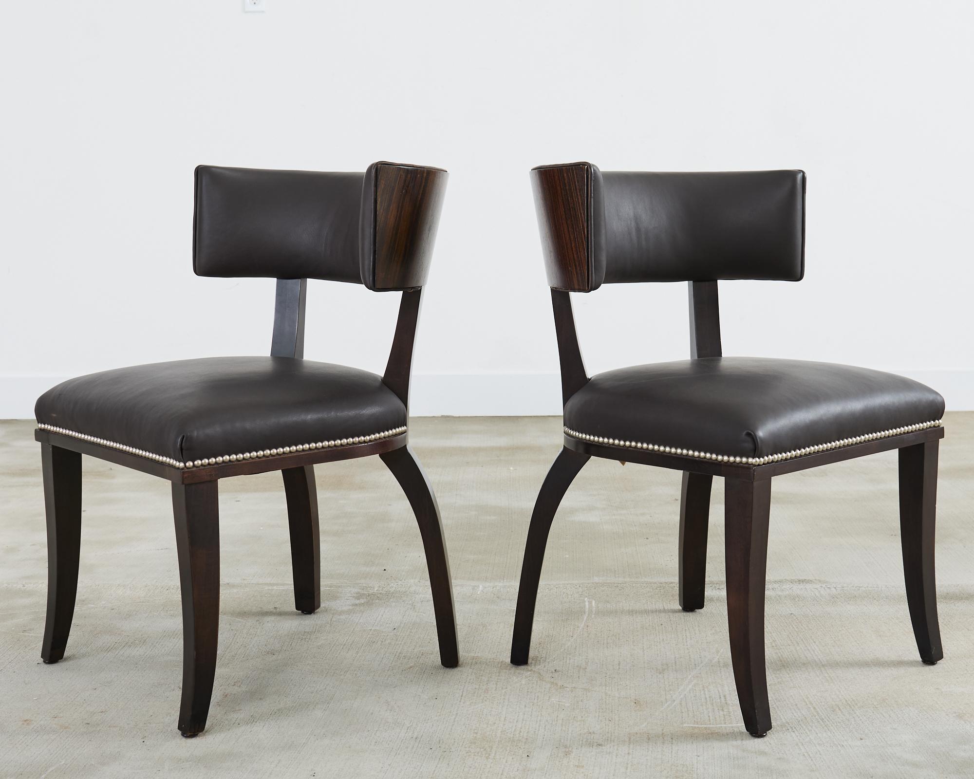 Pair of Ralph Lauren Leather Clivedon Dining Chairs In Good Condition For Sale In Rio Vista, CA