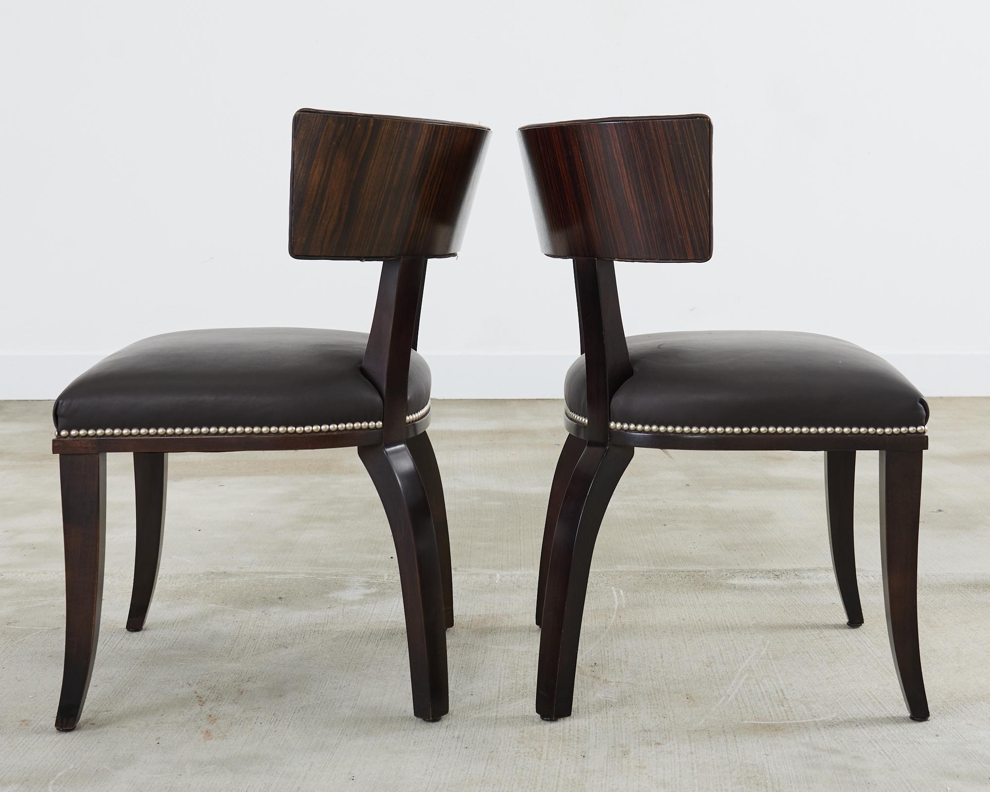 Contemporary Pair of Ralph Lauren Leather Clivedon Dining Chairs For Sale