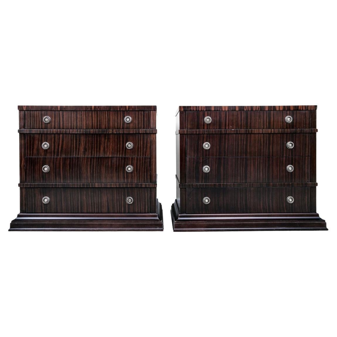 Pair Of Ralph Lauren Macassar Three Drawer Chests for Restoration