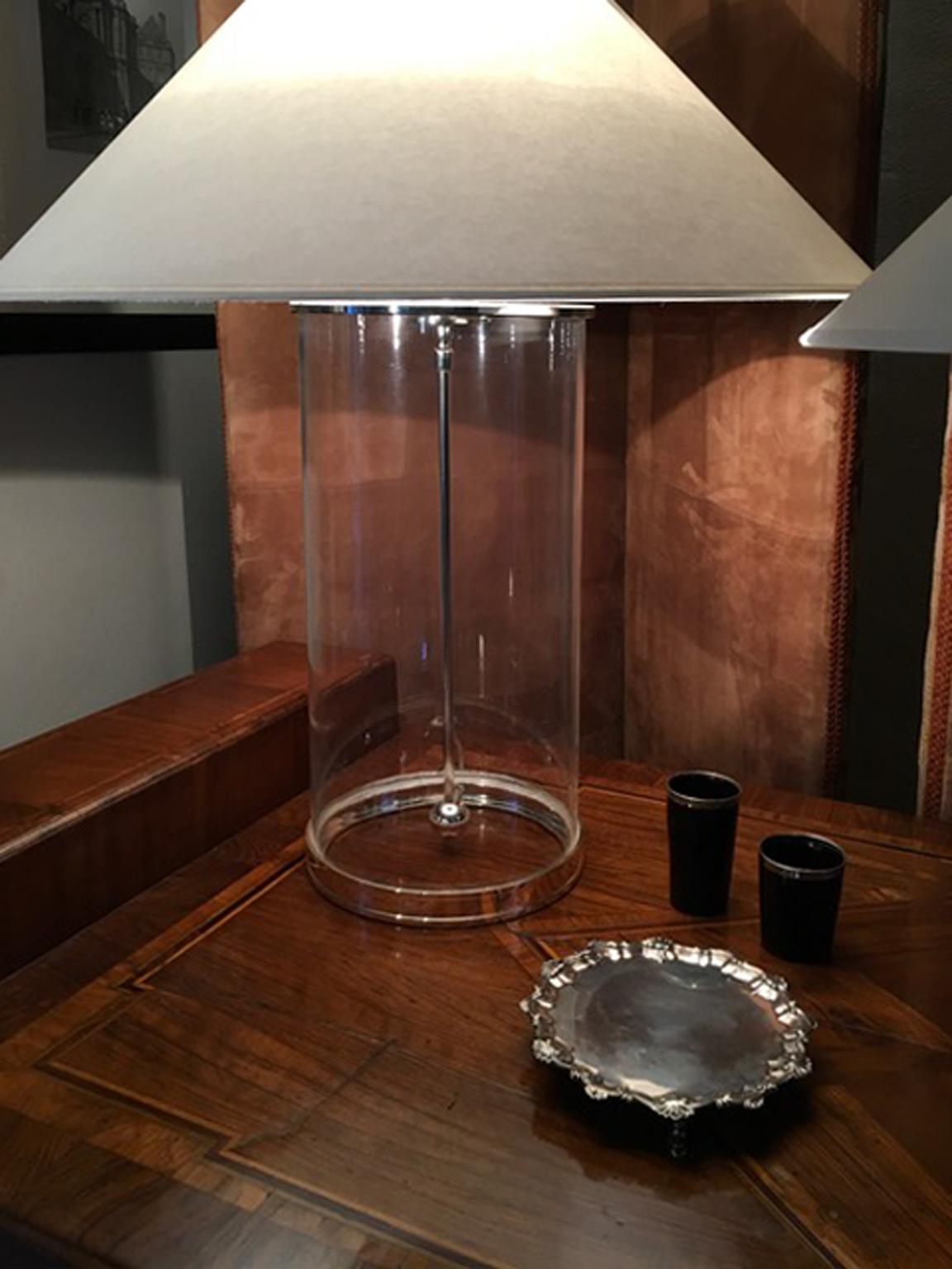 Pair of Ralph Lauren Table Lamps Glass and Polished Silver in Modern Style 2