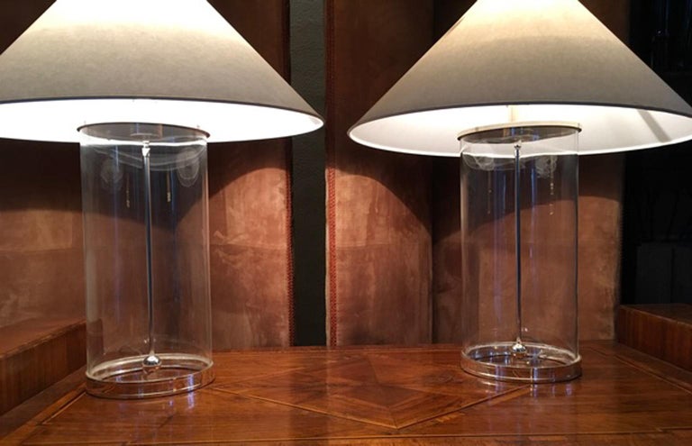 Pair Of Ralph Lauren Table Lamps Glass And Polished Silver In Modern Style