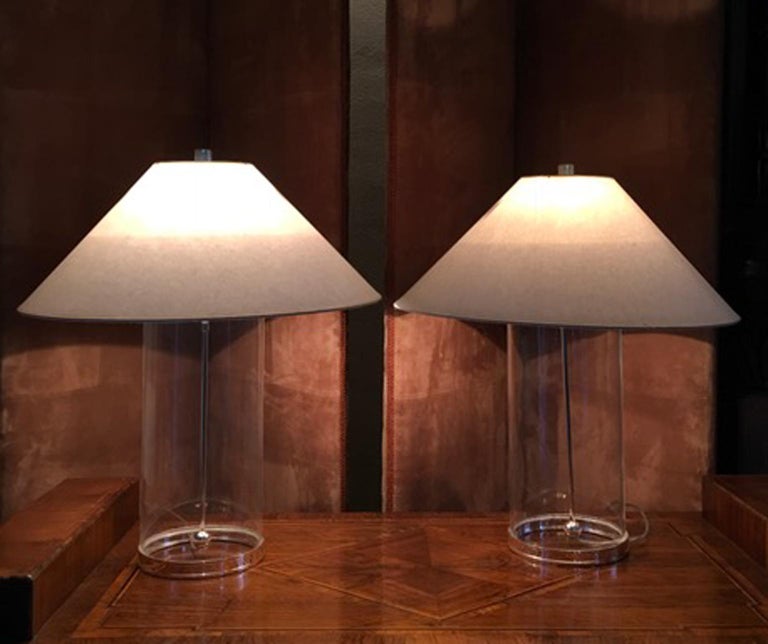 Pair of Ralph Lauren Table Lamps Glass and Polished Silver in Modern ...