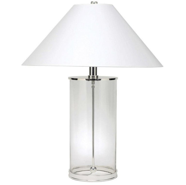 Pair of Ralph Lauren Modern Glass Polished Silver White Paper Shades
