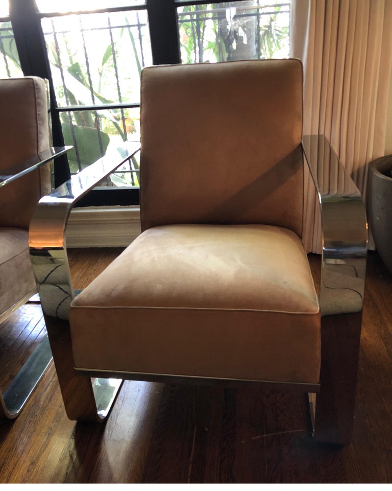 View of Pair of Lauren Modern Penthouse Bohemian Lounge Chairs For Sale at 1stDibs