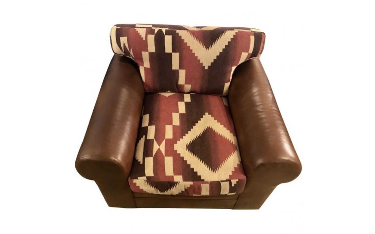 American Pair of Ralph Lauren Navajo, Kilim Club Chairs