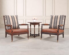 Pair of Ralph Lauren New Bohemian Leather Spindle Chairs