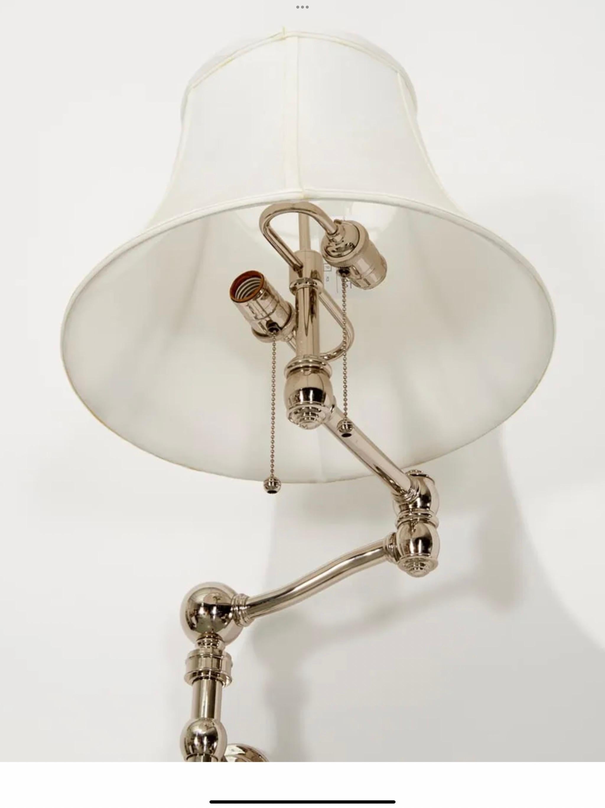 Pair Ralph Lauren 'Sargent' swing arm wall lamps, c., 2-light wall articulated wall sconce, in 