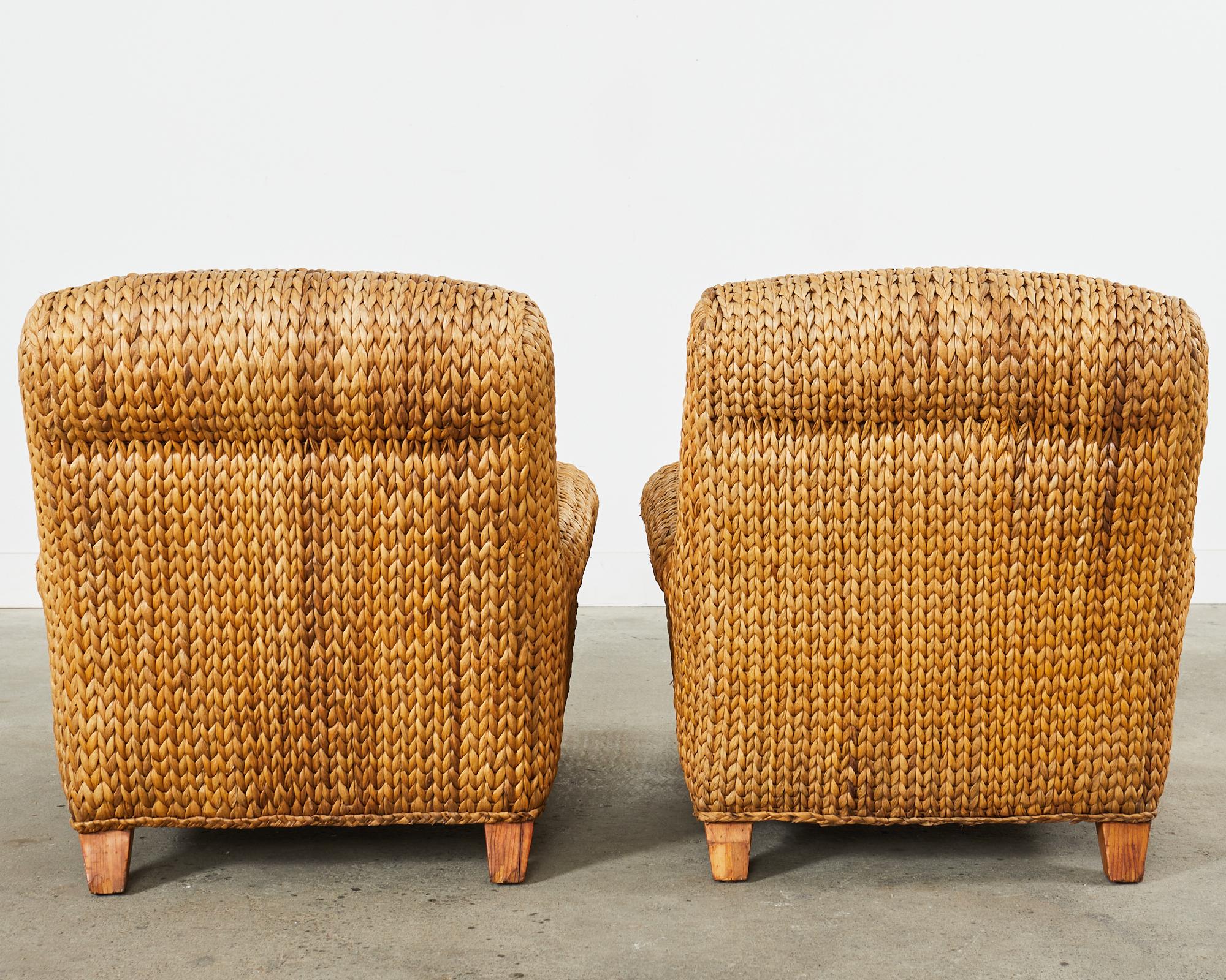 Pair of Ralph Lauren Organic Modern Seagrass Lounge Chairs For Sale 11