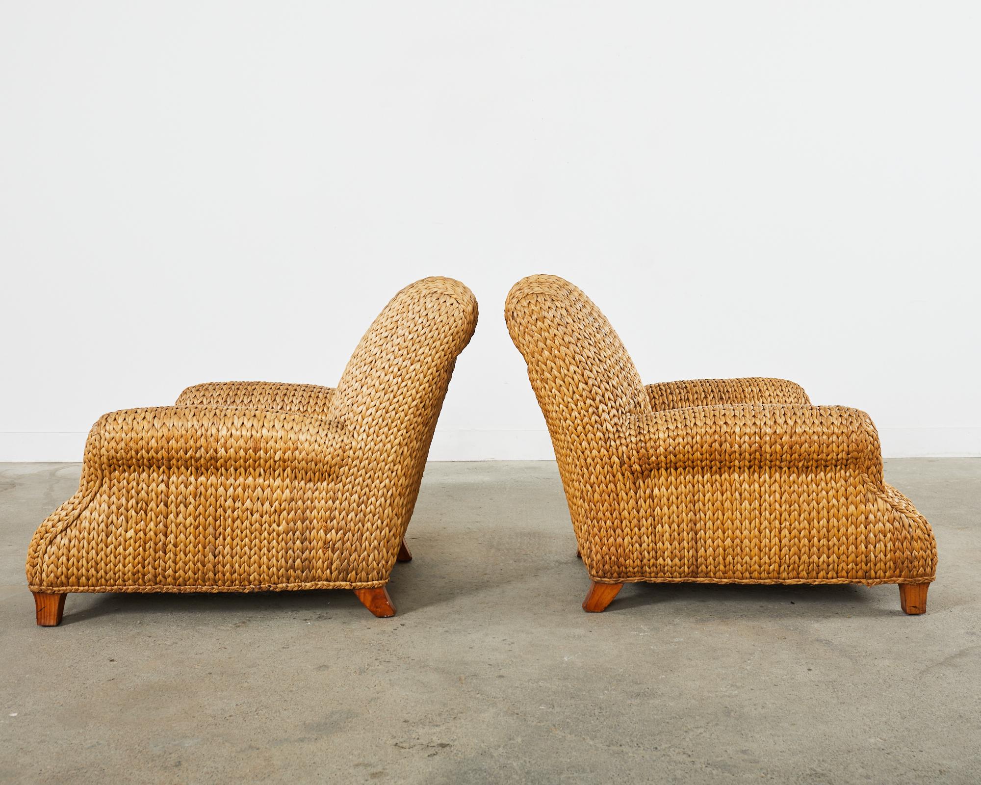 20ième siècle Ralph Lauren paire de chaises longues jonc de mer organiques et modernes en vente