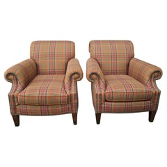 Pareja de sillones tapizados a cuadros Ralph Lauren