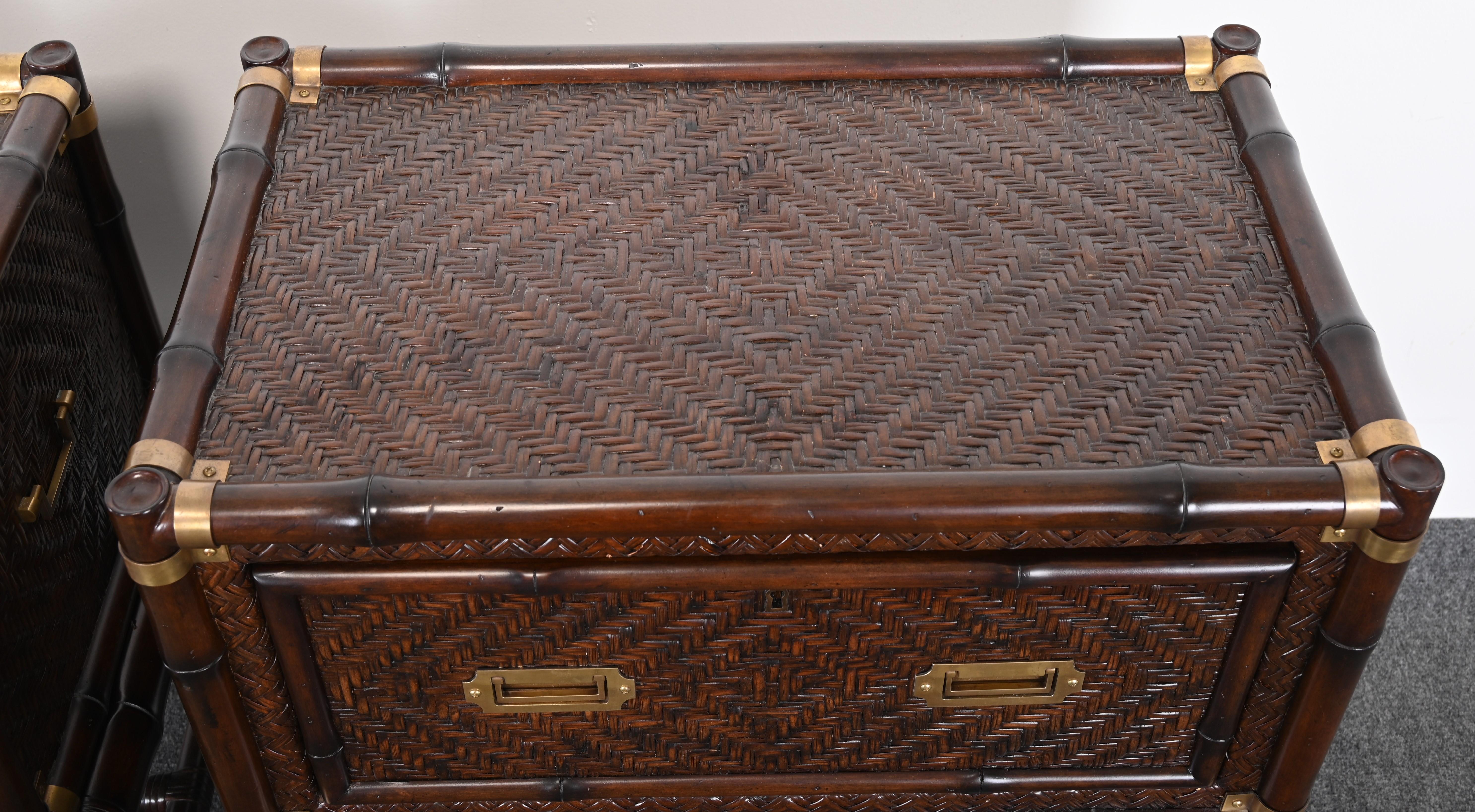 Pair of Ralph Lauren Rattan Bedside Tables, 2007 7