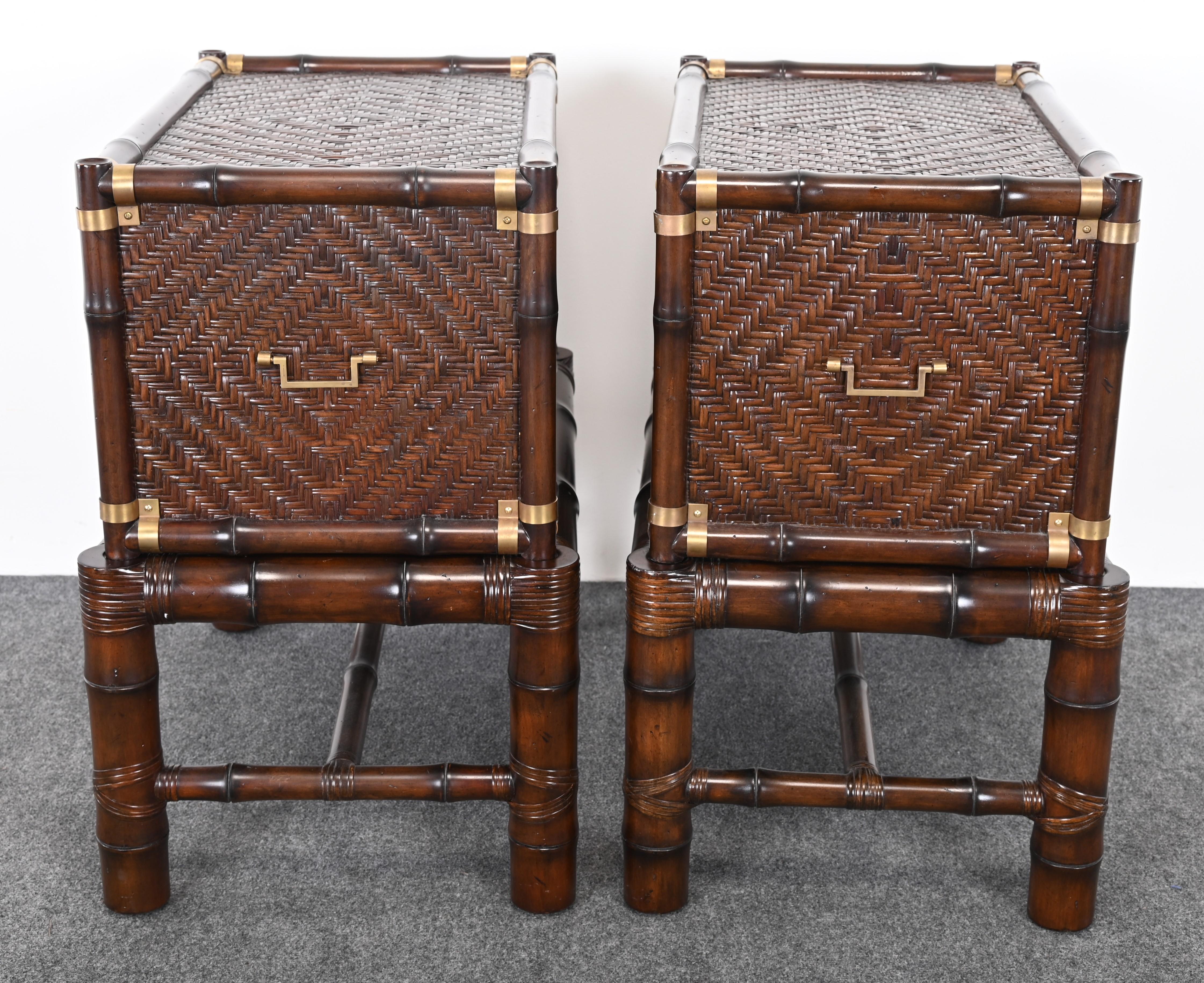 Pair of Ralph Lauren Rattan Bedside Tables, 2007 8