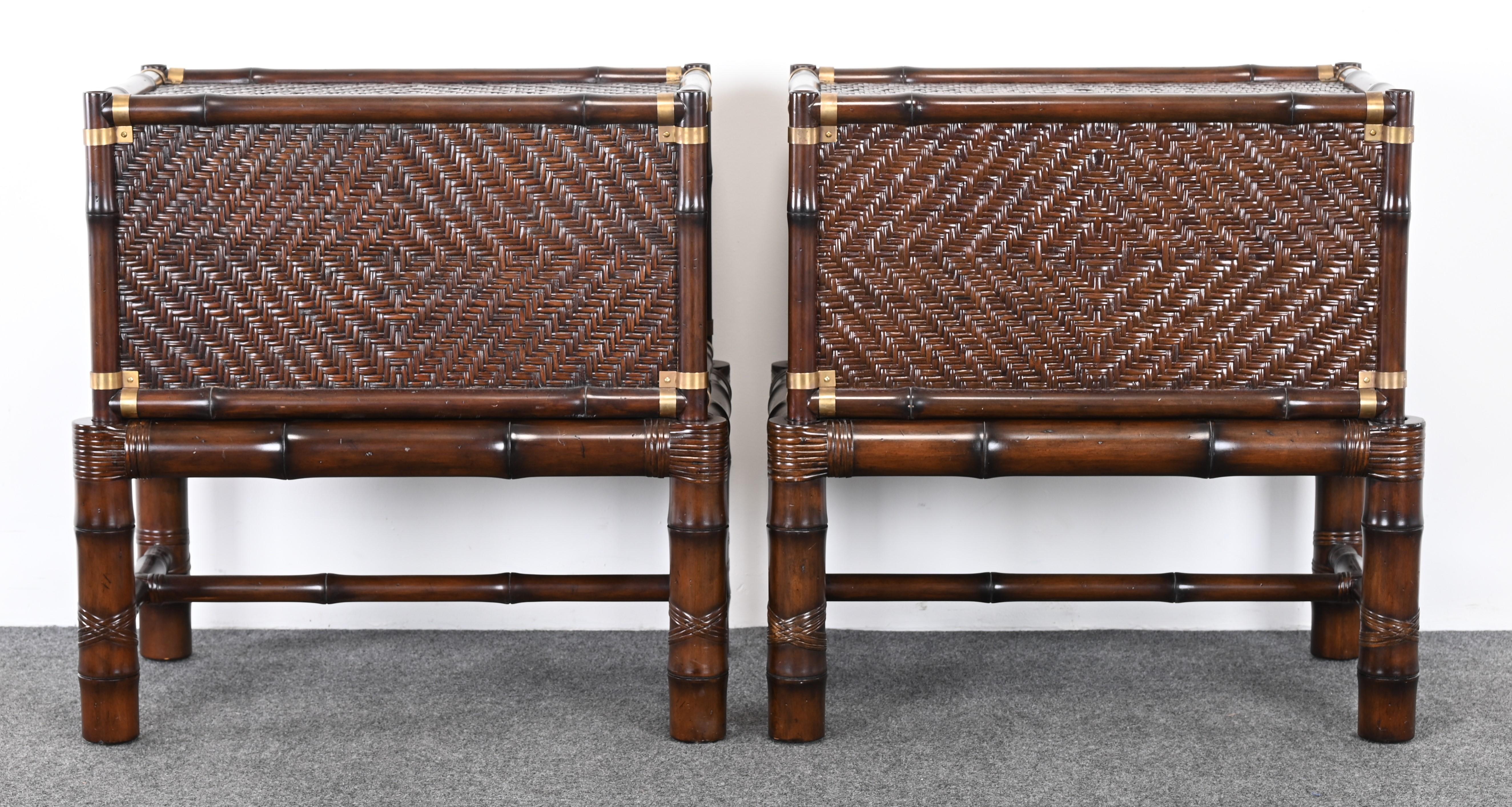 Pair of Ralph Lauren Rattan Bedside Tables, 2007 9