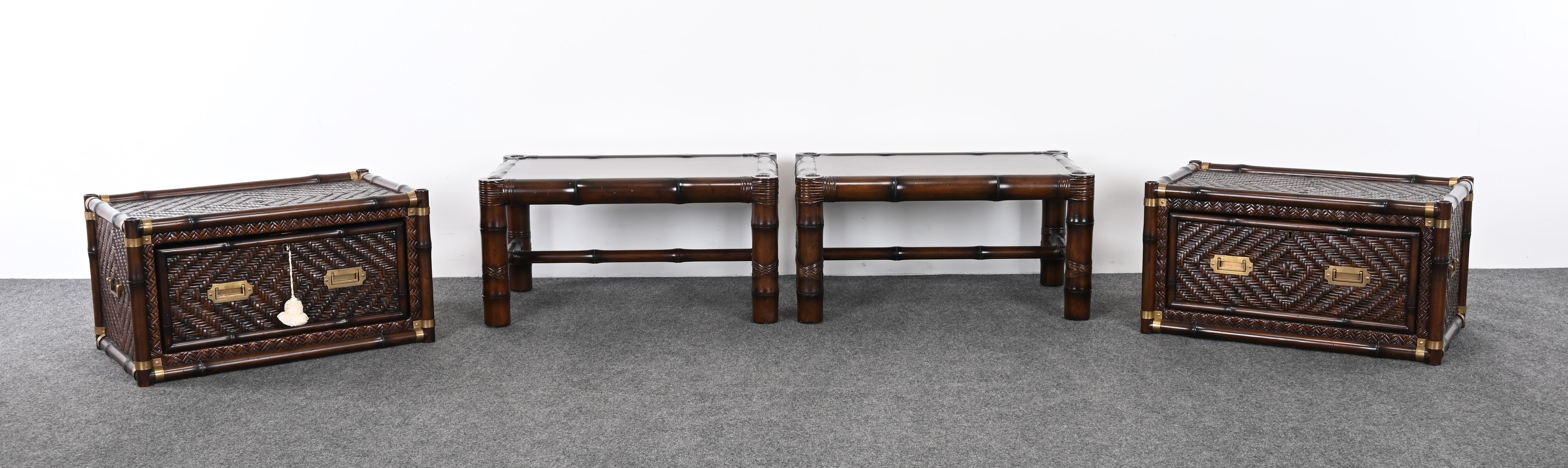 Pair of Ralph Lauren Rattan Bedside Tables, 2007 10