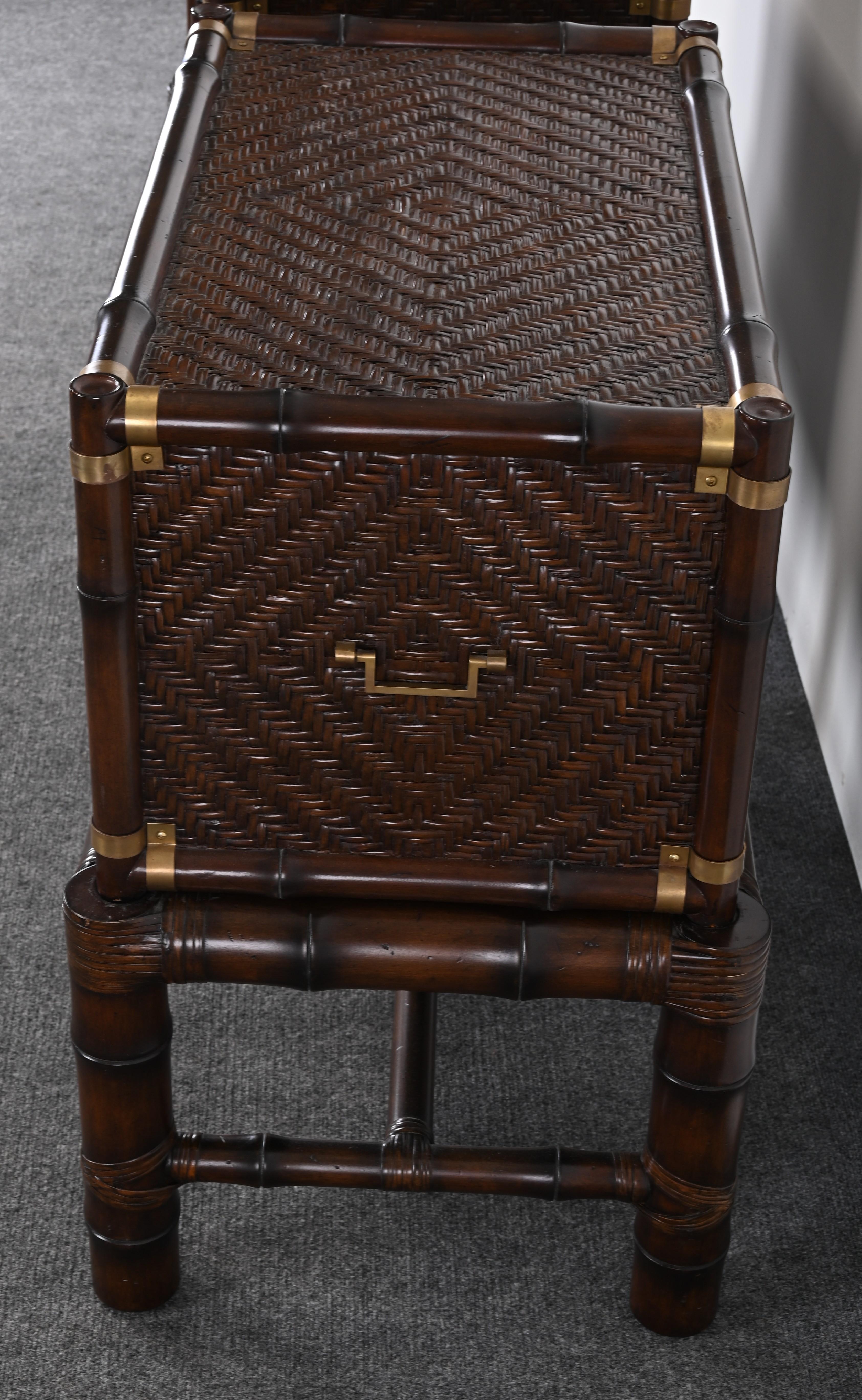 Pair of Ralph Lauren Rattan Bedside Tables, 2007 2