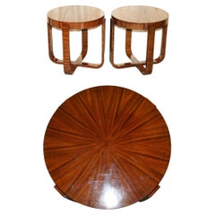 PAIR OF RALPH LAUREN SINGLE DRAWER ROUND MACASSAR TABLE SIDE OCCASIONAL TABLEs