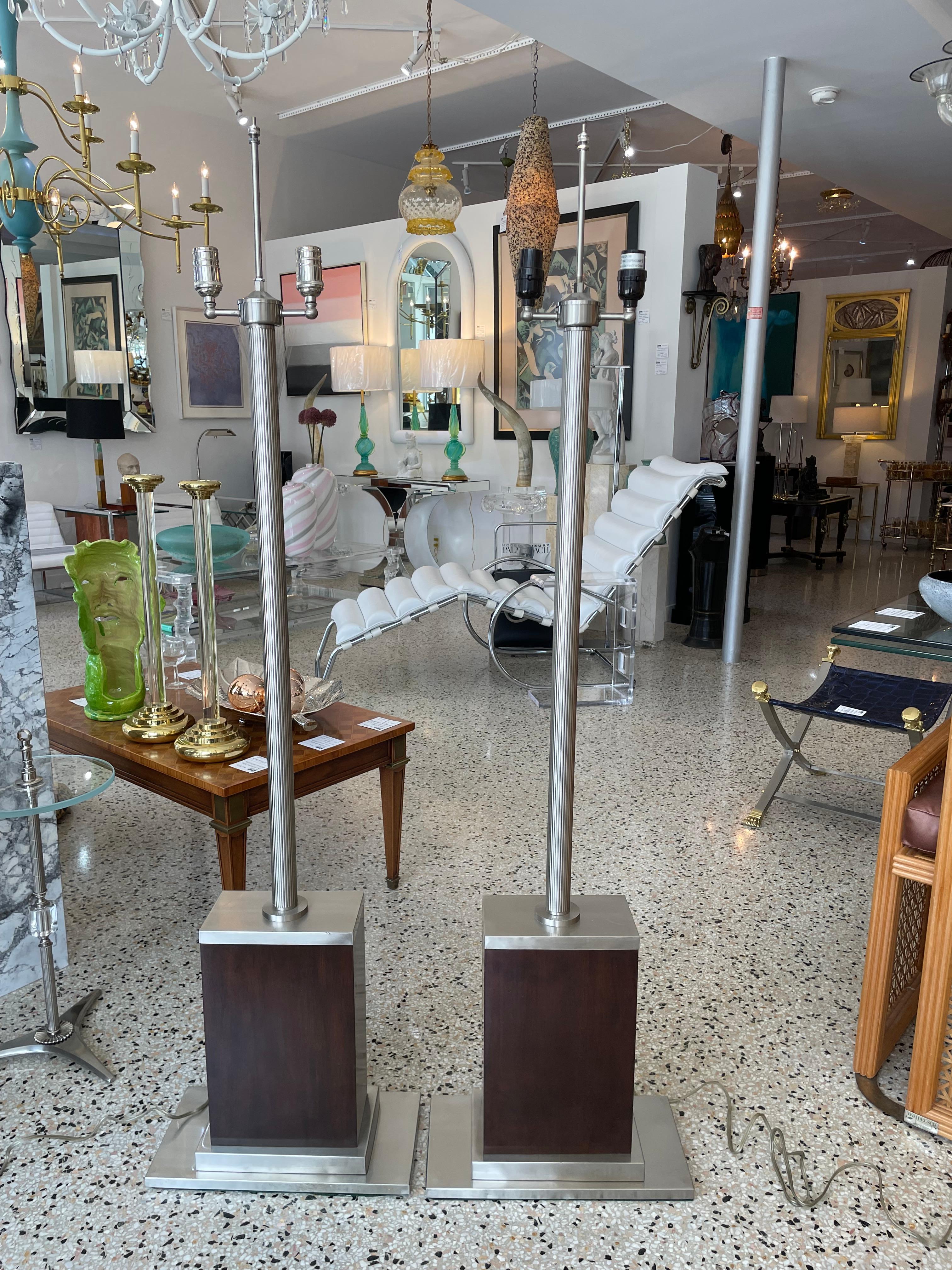 Pair of Ralph Lauren Style Art Deco Machine Age Floor Lamps For Sale 1
