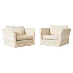Paar Rattan-Bambus-Lounge-Stühle im Ralph-Lauren-Stil